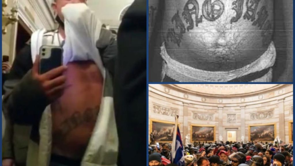Un tatouage sur l'estomac conduit à l'arrestation d'un homme dans une émeute au Capitole.